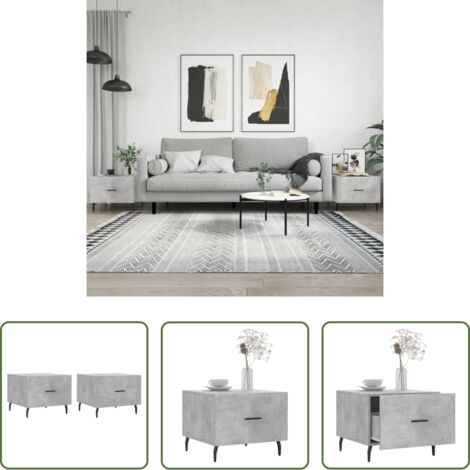 Tavolino in legno -  Tavolini Salotto 2pz Grigio Cemento 50x50x40 Legno Multistrato
