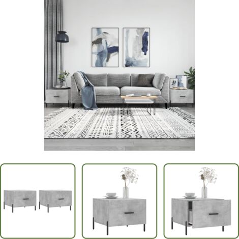 Tavolino in legno -  Tavolini Salotto 2pz Grigio Cemento 50x50x40 Legno Multistrato