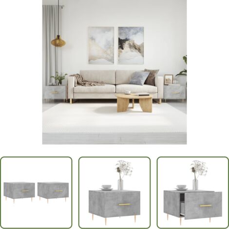 Tavolino in legno -  Tavolini Salotto 2pz Grigio Cemento 50x50x40 Legno Multistrato