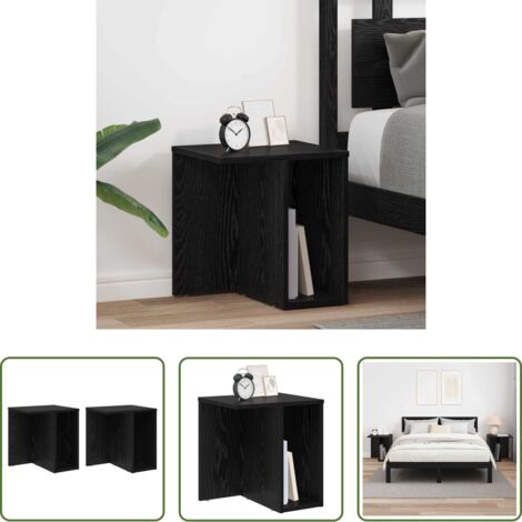 Tavolino in legno -  Tavolino 2 pcs Rovere Nero 37 x 32 x 40 cm Legno multistrato