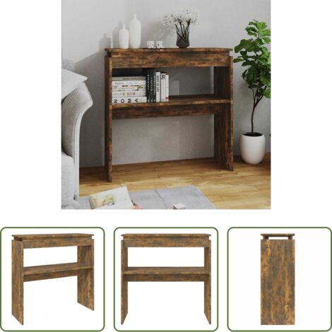 Tavolino in legno -  Tavolino Consolle Rovere Fumo 80x30x80 cm in Legno Multistrato