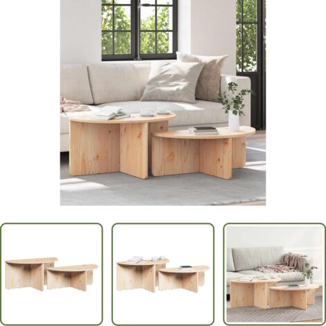 Tavolino in legno -  Tavolino da salotto 2 pcs Naturale Legno di pino massello