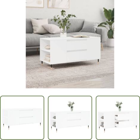 Tavolino in legno -  Tavolino da Salotto Bianco 102x44,5x50 cm in Legno Multistrato