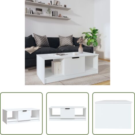 Tavolino in legno -  Tavolino da Salotto Bianco 102x50x36 cm in Legno Multistrato
