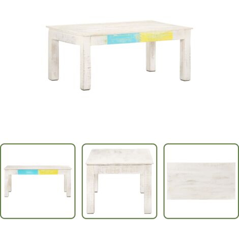 Tavolino in legno -  Tavolino da Salotto Bianco 110x60x45 cm in Massello di Mango