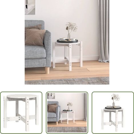 Tavolino in legno -  Tavolino da Salotto Bianco Ø 52,5x45 cm Legno Massello di Pino
