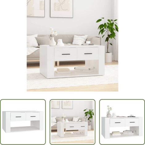 Tavolino in legno - Tavolino da Salotto Bianco 80x50x40 cm in Legno Multistrato