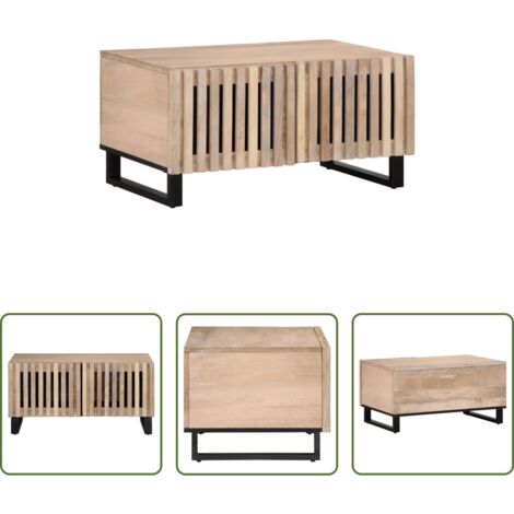 Tavolino in legno -  Tavolino da Salotto Bianco 80x51x40 cm Legno Massello di Mango