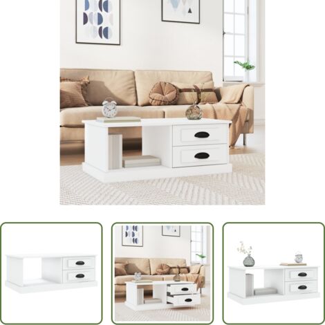 Tavolino in legno -  Tavolino da Salotto Bianco 90x50x35 cm in Legno Multistrato