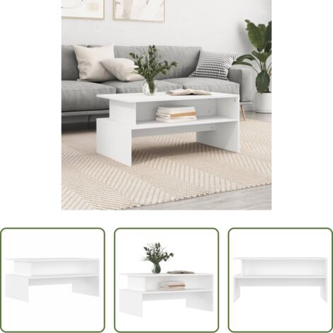 Tavolino in legno -  Tavolino da Salotto Bianco 90x55x42,5 cm in Legno Multistrato
