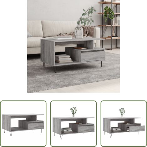 Tavolino in legno -  Tavolino da Salotto Grigio Sonoma 90x49x45 cm Legno Multistrato