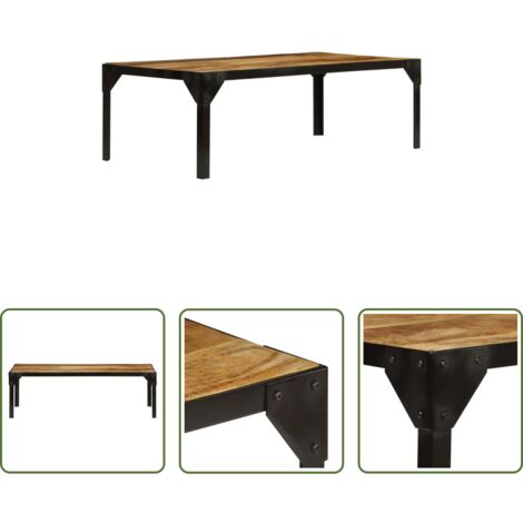 Tavolino in legno -  Tavolino da Salotto in Legno Massello di Mango e Acciaio 110 cm
