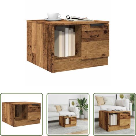 Tavolino in legno - Tavolino da Salotto Legno Antico 50x50x36 cm Legno Multistrato
