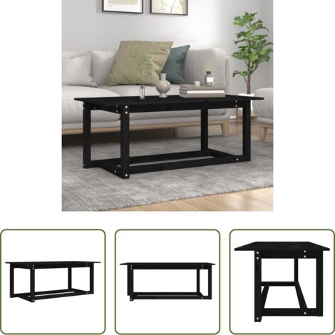 Tavolino in legno -  Tavolino da Salotto Nero 110x55x45 cm Legno Massello di Pino