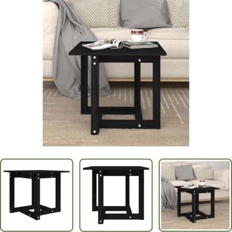 Tavolino in legno -  Tavolino da Salotto Nero 50x50x45 cm Legno Massello di Pino