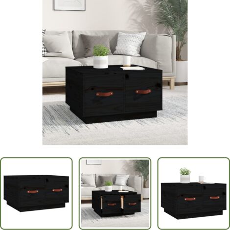 Tavolino in legno -  Tavolino da Salotto Nero 60x53x35 cm Legno Massello di Pino