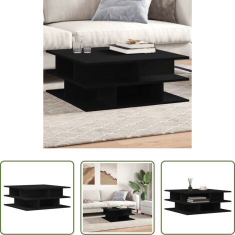 Tavolino in legno -  Tavolino da Salotto Nero 70x70x29 cm in Legno Multistrato