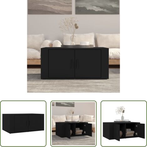 Tavolino in legno -  Tavolino da Salotto Nero 80x50x36 cm in Legno Multistrato