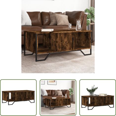 Tavolino in legno -  Tavolino da Salotto Rovere Fumo 100x51x40 cm Legno Multistrato