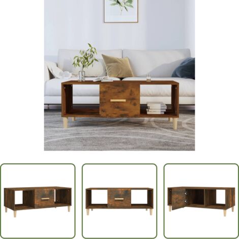 Tavolino in legno -  Tavolino da Salotto Rovere Fumo 102x50x40 cm Legno Multistrato