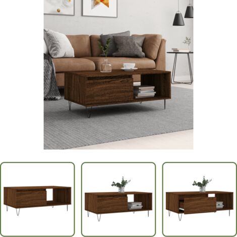 Tavolino in legno -  Tavolino da Salotto Rovere Marrone 90x50x36,5 cm in Multistrato