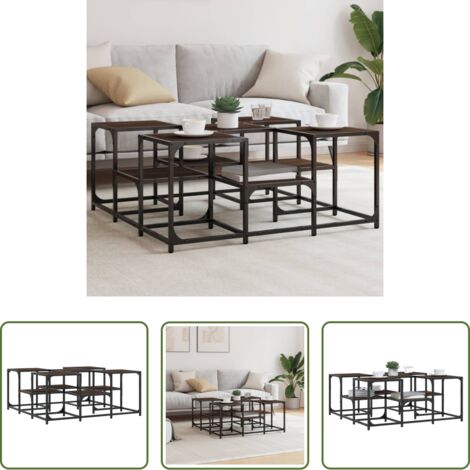 Tavolino in legno -  Tavolino da Salotto Rovere Marrone 91x91x40cm Legno Multistrato