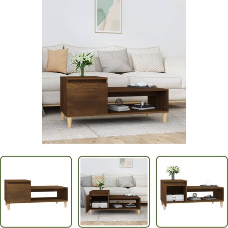 Tavolino in legno -  Tavolino da Salotto Rovere Marrone100x50x45cm Legno Multistrato