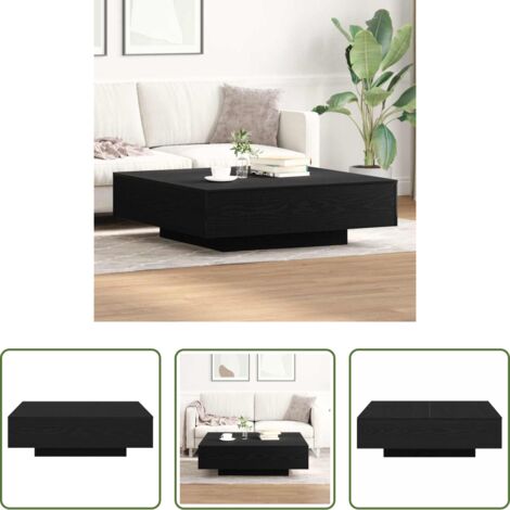 Tavolino in legno -  Tavolino da salotto Rovere Nero 100 x 100 x 31 cm
