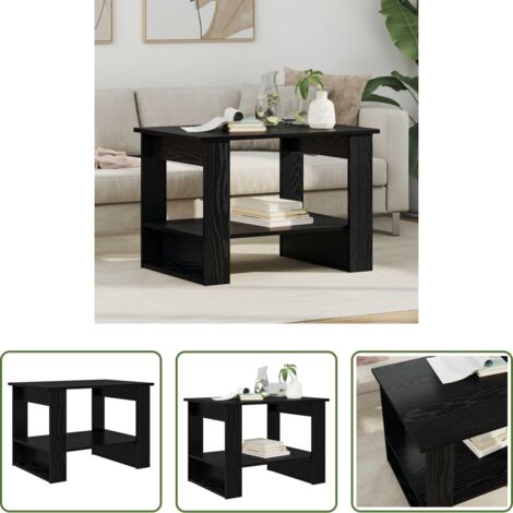 Tavolino in legno -  Tavolino da salotto Rovere Nero 72 x 50 x 50 cm