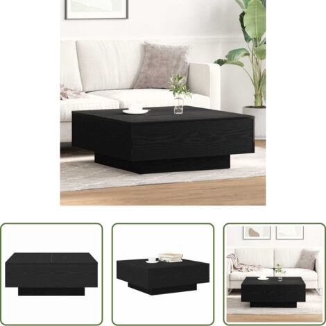 Tavolino in legno -  Tavolino da salotto Rovere Nero 80 x 80 x 31 cm
