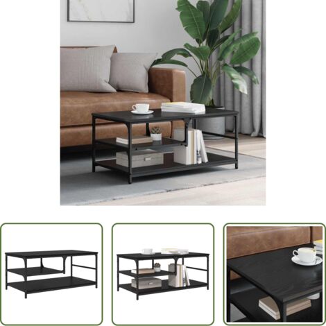Tavolino in legno -  Tavolino da salotto Rovere Nero 90 x 49 x 40 cm