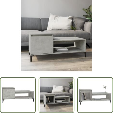 Tavolino in legno -  Tavolino Salotto Grigio Cemento 100x50x45 cm Legno Multistrato