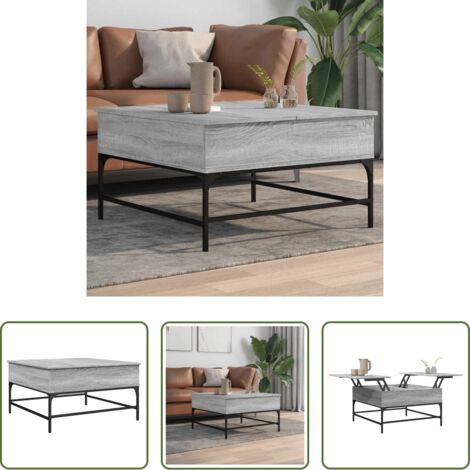 Tavolino in legno -  Tavolino Salotto Grigio Sonoma 80x80x45 cm Multistrato Metallo
