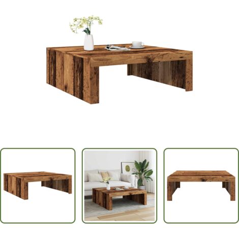 Tavolino in legno -  Tavolino Salotto Legno Antico 100x100x35 cm in Truciolato
