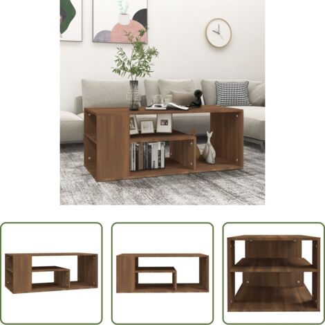 Tavolino in legno - Tavolino Salotto Rovere Marrone 100x50x40cm Legno Multistrato