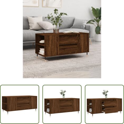Tavolino in legno -  Tavolino Salotto Rovere Marrone 102x44,5x50cm Legno Multistrato