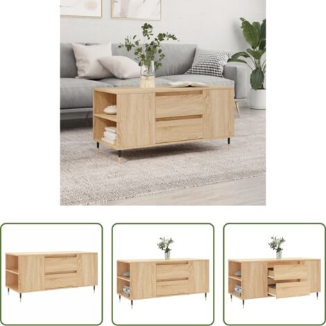 Tavolino in legno -  Tavolino Salotto Rovere Sonoma 102x44,5x50 cm Legno Multistrato