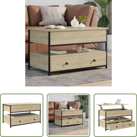 Tavolino in legno -  Tavolino Salotto Rovere Sonoma 85x50x50 cm Multistrato Metallo