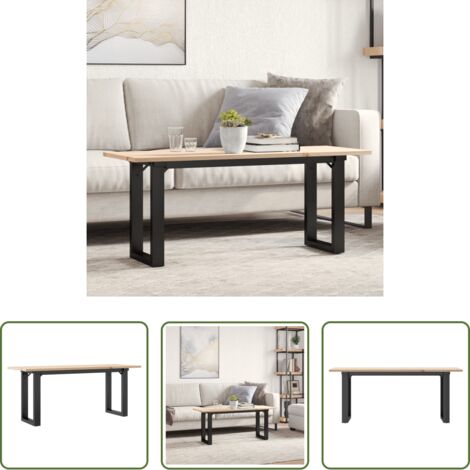 Tavolino in legno -  Tavolino Salotto Telaio a O 110x40x45cm Legno Pino e Acciaio