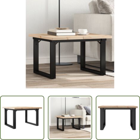 Tavolino in legno -  Tavolino Salotto Telaio a O 70x70x40,5cm Legno Pino e Acciaio
