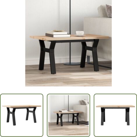 Tavolino in Legno -  Tavolino Salotto Telaio a Y 80x50x40,5 cm Legno Pino e Acciaio