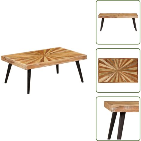 Tavolino in legno - vidaXL Tavolino da Salotto in Legno Massello di Mango 90x55x36 cm -