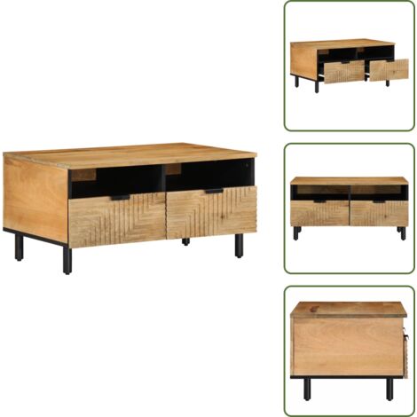 Tavolino in legno - vidaXL Tavolino da Salotto Marrone 80x54x40 cm Legno Massello di Mango - Tavolino in legno massello