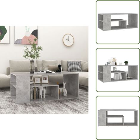Tavolino in legno - vidaXL Tavolino Salotto Grigio Cemento 100x50x40 cm Legno Multistrato - Tavolino cemento