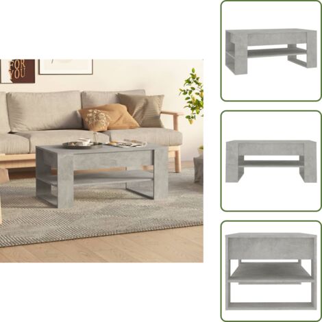 Tavolino in legno - vidaXL Tavolino Salotto Grigio Cemento 102x55x45 cm Legno Multistrato - Tavolino grigio cemento