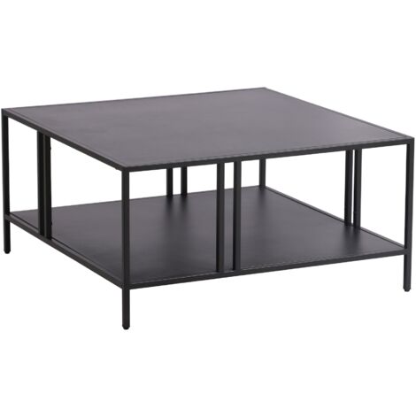 Tavolino in metallo 40 x 80 x 80 cm nero