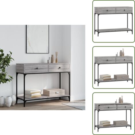 Tavolino in metallo - vidaXL Tavolino Consolle Grigio Sonoma 100x34,5x75cm Legno Multistrato - Tavolino da soggiorno