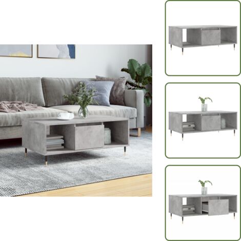 Tavolino in metallo - vidaXL Tavolino Salotto Grigio Cemento 90x50x36,5 cm Legno Multistrato - Tavolino grigio cemento