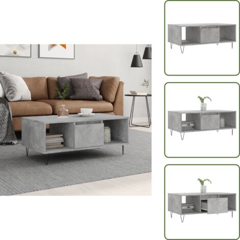 Tavolino in metallo - vidaXL Tavolino Salotto Grigio Cemento 90x50x36,5 cm Legno Multistrato - Tavolino grigio cemento