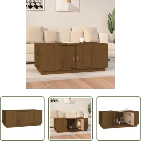 Tavolino in pino -  Tavolino da Salotto ambra 100x50x41cm in Legno Massello di Pino